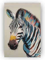 Andy Warhol zebra - Schilderij zebra - Muurdecoratie zebra - Schilderij Warhol - Schilderij op canvas - Woonkamer decoratie - 40 x 60 cm 18mm