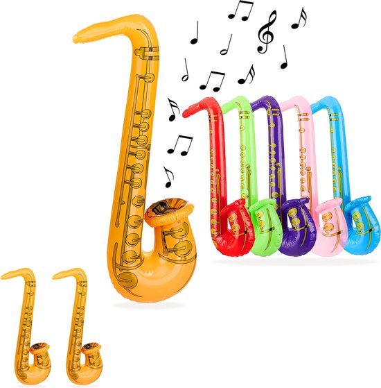 relaxdays 3x Opblaasbare saxofoon opblaasbare muziekinstrumenten speelgoed  instrument sax | bol.com