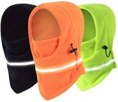 Verstelbare Fleece Bivakmuts Met reflectie Veiligheidsstrip I Nekwarmer I Winddicht I UV-bescherming I Ski Masker I Scooter Maker I Wintermasker I Wintermuts I Oranje