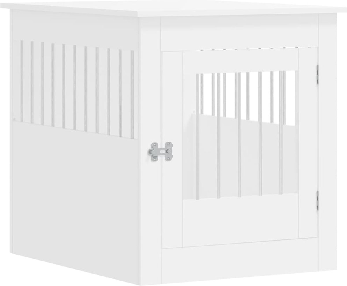 Bol.com vidaXL - Hondenbench - 64,5x80x71 - cm - bewerkt - hout - wit aanbieding