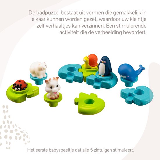 Sophie de giraf Badspeelgoed - Badpuzzel - Badspeeltjes - 6 Dieren - Vanaf 10 maanden - 10x20x20 cm - Sophie de Giraf