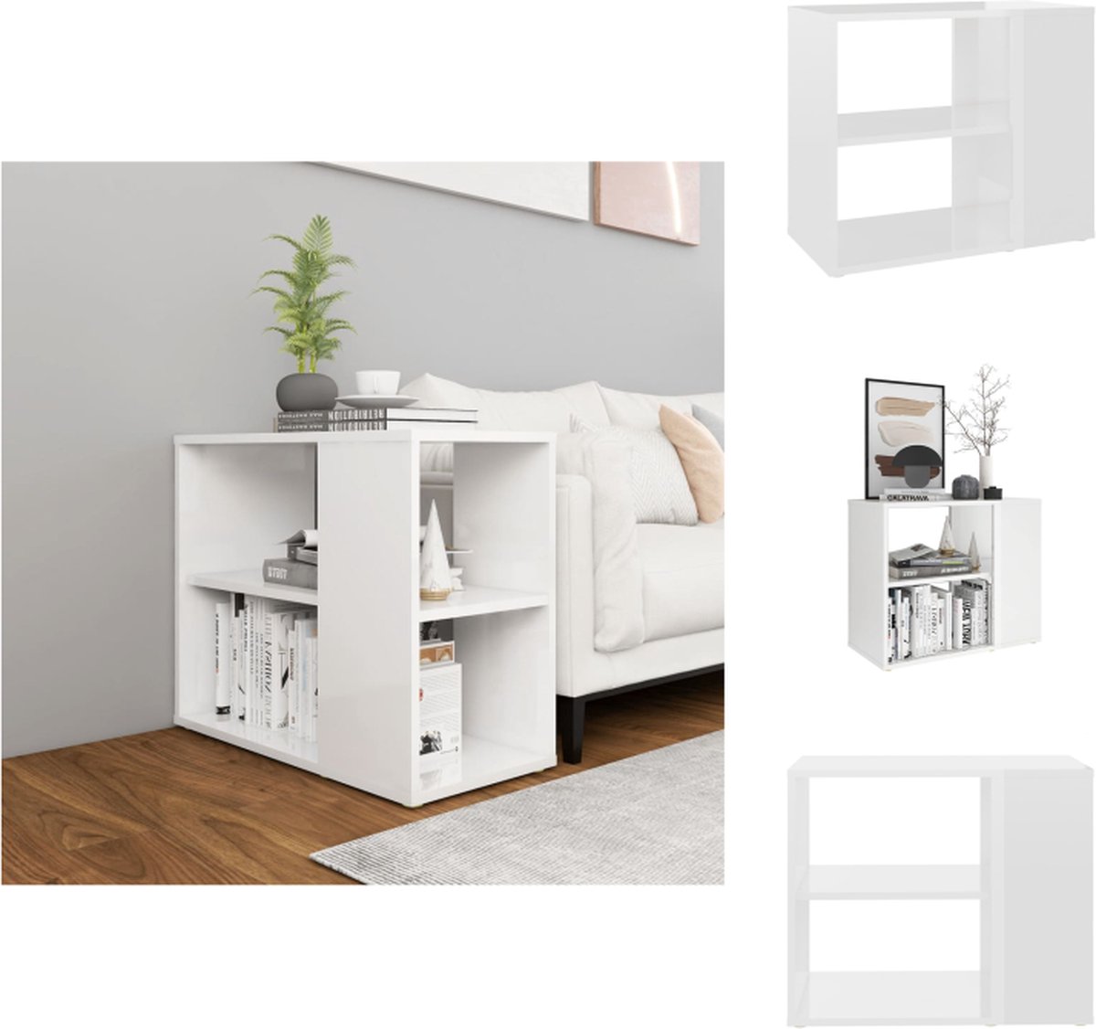 VidaXL TV-meubel Hoogglans wit 60 x 30 x 50 cm 2 schappen Keukenkast