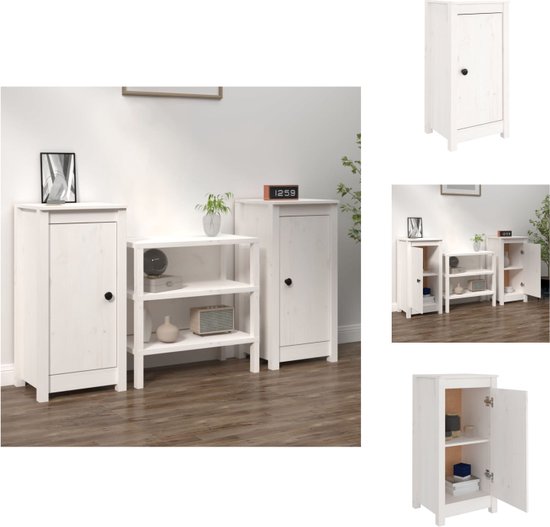 Dressoir Senja - Rattan Look - Massief Grenenhout - Wit