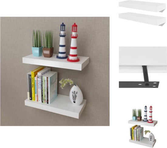 vidaXL Vrijhangende wandplanken Zwevend 2 st. Hoogglans zwart 23x23,5x3