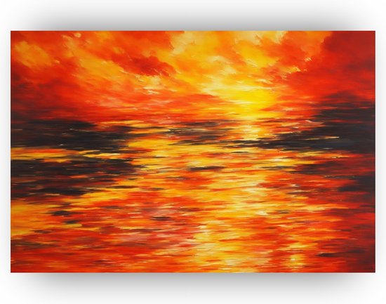 Abstract zonsondergang poster - Poster zonsondergang - Natuur poster - Abstract poster - Muurdecoratie romantisch - Posters zon - 120 x 80 cm