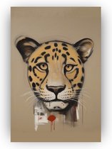 Luipaard banksy - Schilderij luipaard - Schilderij dieren - Street art - Canvas schilderij - Kinderkamer schilderijen - 40 x 60 cm 18mm