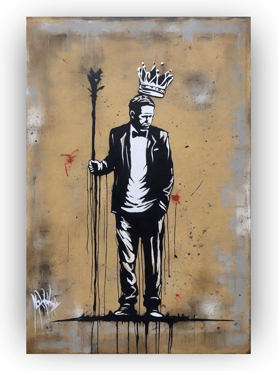 Man banksy - Man poster - Posters mensen - Man met kroon - Street art - Poster banksy - 80 x 120 cm