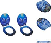 vidaXL Toiletbril Dolfijnen - 43.7 x 37.8 cm - MDF-deksel - Sterke chroom-zinklegering - Toiletbril