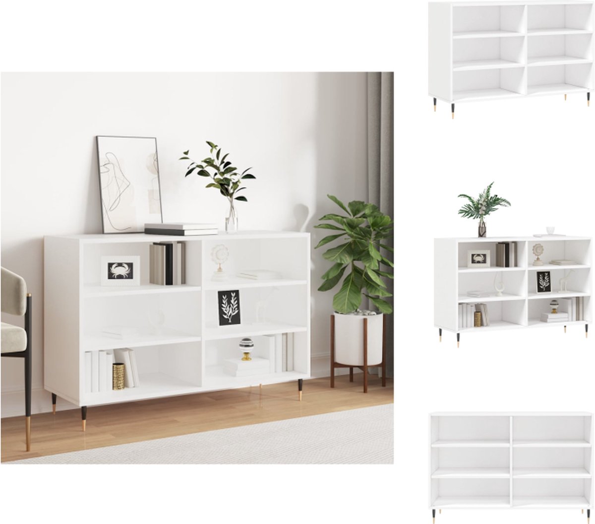 VidaXL Dressoir Trendy Opbergkast Afmetingen- 103.5 x 35 x 70 cm Kleur- wit Materiaal- bewerkt hout en ijzer Keukenkast