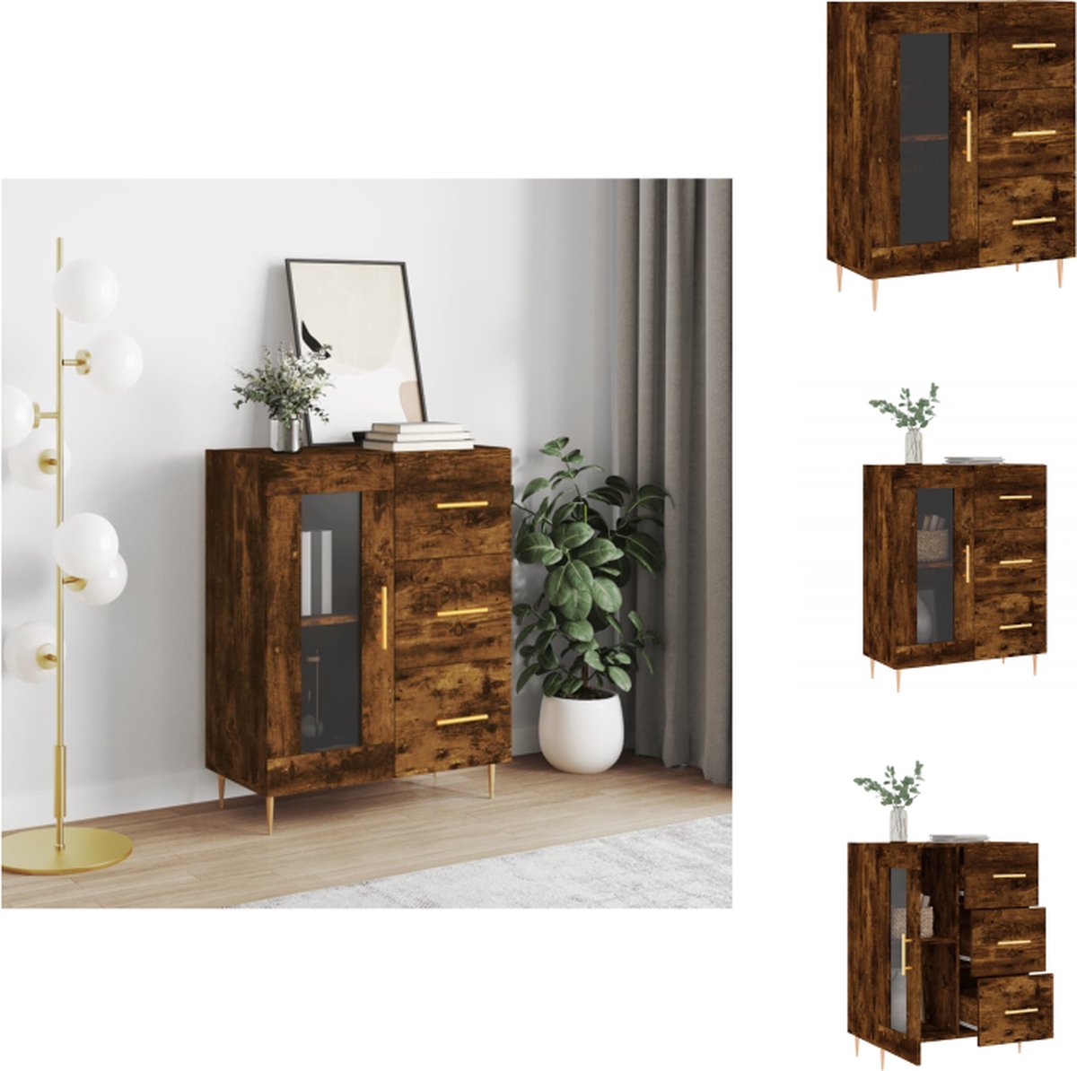 VidaXL Klassiek Dressoir 69.5 x 34 x 90 cm Gerookt Eiken Keukenkast