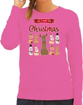 Bellatio Decorations foute kersttrui/sweater dames - All I want for Christmas - roze - piemel/penis XS