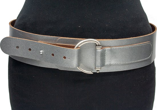 Thimbly Belts Dames afhangceintuur zilver - dames riem - 5.5 cm breed - Zilver - Echt Leer - Taille: 105cm - Totale lengte riem: 120cm