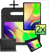 Hoesje Geschikt voor Samsung Galaxy Tab A 10.1 2019 Hoesje Kinderhoes Shockproof Hoes Kids Case Met 2x Screenprotector - Zwart