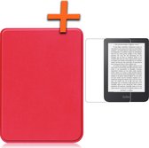 Étui adapté pour Kobo Clara 2E Sleepcover Book Case avec protecteur d'écran - Kobo Clara 2E Cover Book Cover - Rouge