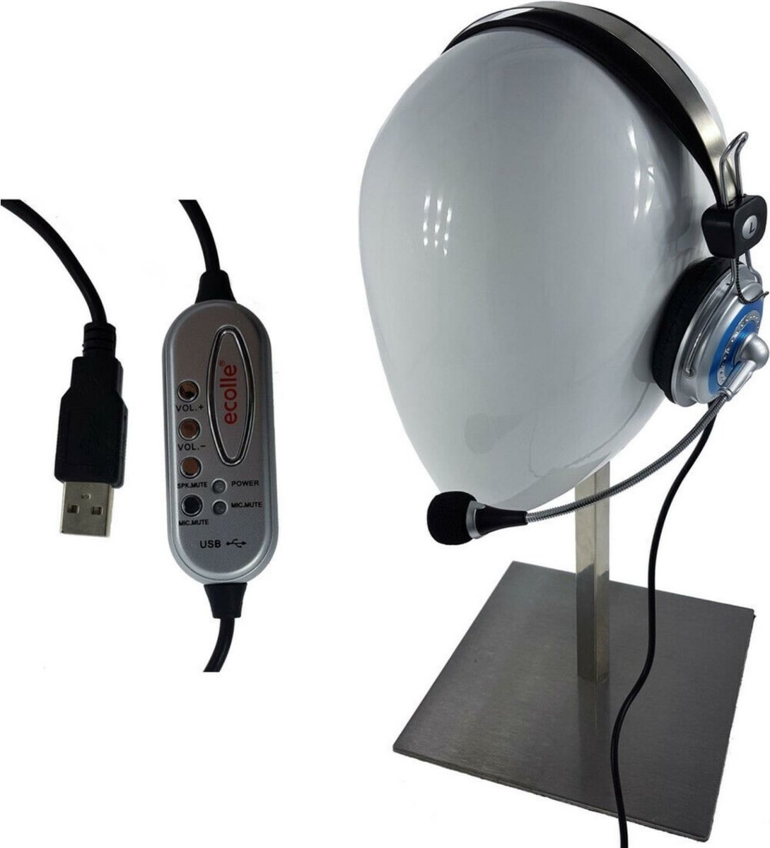 Ecolle - Bedrade stereo USB-headset voor callcenters