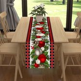 Tafelloper Kerstmis, rood zwart plaid met bessen slinger Kerstmis tafelkleden, kerstdecoratie tafel, winter kerst vakantie tafelkleden, 33 x 183 cm