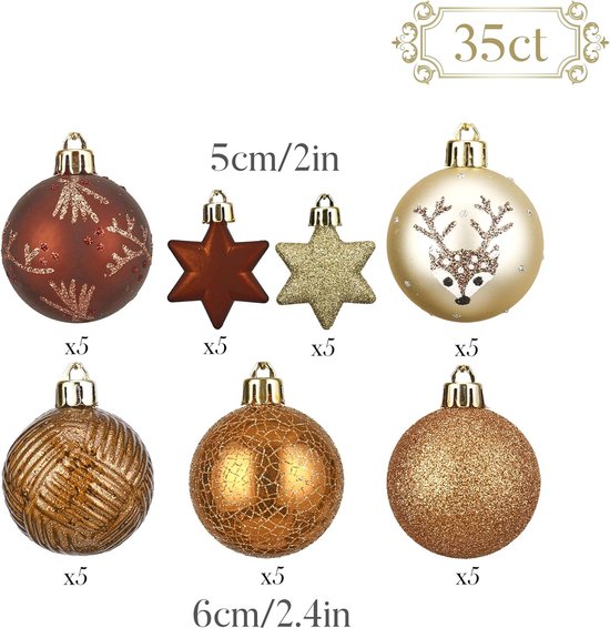 Valery Madelyn 35st 5cm mintgroen, goud en roze kerstballen, onbreekbare plastic ornamenten voor kerstboomversiering, kerstboombal opknoping partij ornament decor