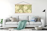 Porte-affiche incl. Affiche 150x75 cm - Affiche scolaire - Roses - Fleurs - Vert - William Morris - Affiche textile - Lattes vierges