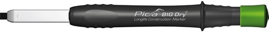 Een zwarte Pica BIG DRY markeerstift met een groene dop.