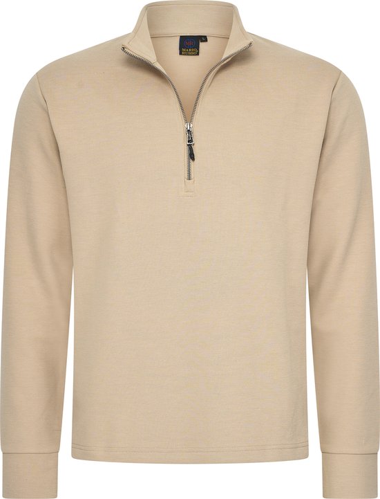 Mario Russo Pique Longsleeve Shirt - Trui Heren - Sweater Heren - Coltrui Heren - M - Beige