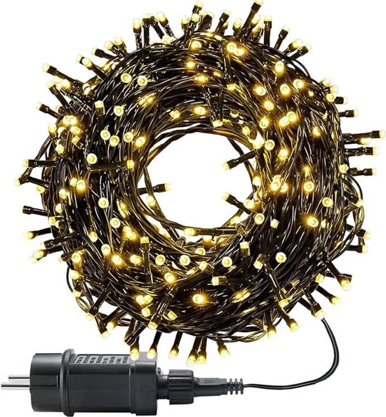 LED Lichtslingers Buiten en Binnen Warm Witte Kerstverlichting String Lights met 8 Lichtstanden + Timer + Geheugenfunctie, Waterdicht voor Kerstboom, Feest, Bruiloft, Balkon, 20m, 200LEDs