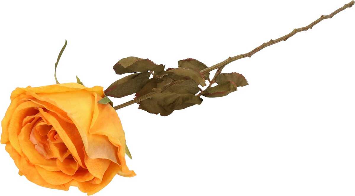 Top Art Kunstbloem roos Calista - perzik oranje - 66 cm - kunststof steel - decoratie bloe