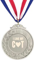 Akyol - ik hou van mijn kat medaille zilverkleuring - Katten - dieren - cadeau