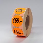 “€55" Prijs Stickers op rol 35mm oranje - 1000ex.