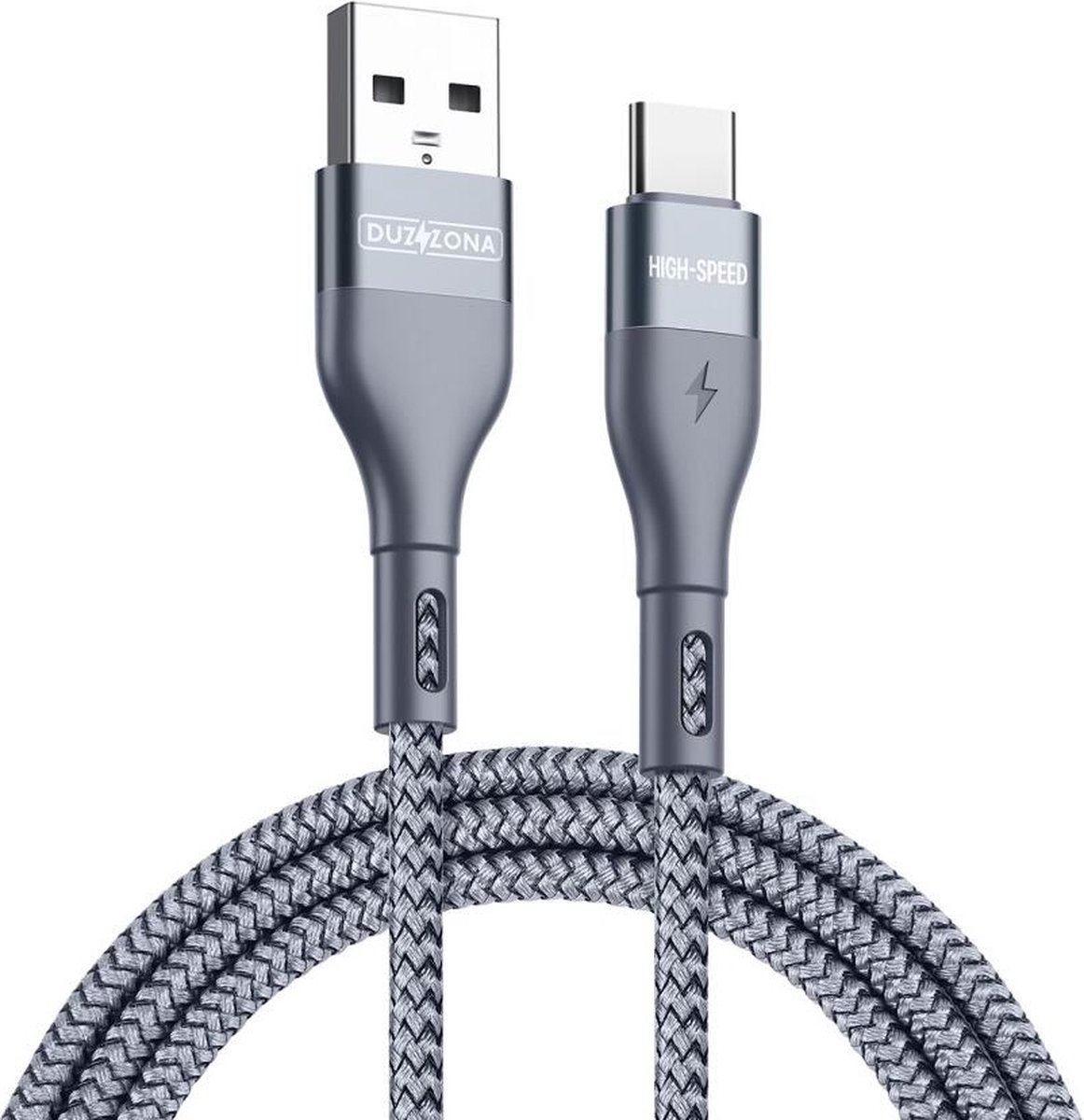 Duzzona A8 USB naar USB-C Gevlochten Kabel 12W 1M Grijs