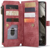CaseMe C30 Hoesje Geschikt voor Google Pixel 8 | Wallet Zipper Book Case met Pasjeshouder | Beschermhoes met Portemonnee | Rood