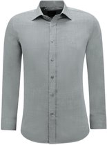 Overhemd Heren - Heren Overhemden Lange Mouw - Blouse Heren - Slim fit Overhemd Heren - Oxford Blouse - 3134 - Grijs