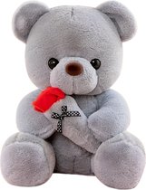 LIHIQIYA Teddybeer Pluche met Roos, Huwelijkscadeaus voor Dames, 45 cm Bruin Pluche Beer met Kleine en Zachte Roos, Bruiloft Jubileum Cadeau, Origineel Cadeaus voor Dames, Kinderen, Vriendin, Meisjes
