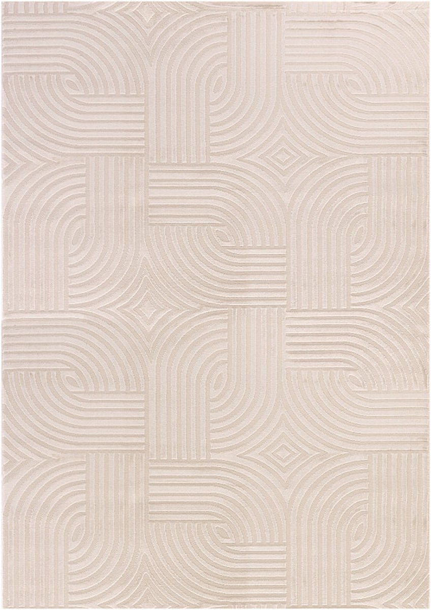 flycarpets Cara Modern Japandi Architectura Vloerkleed - Beige - 140x200 cm