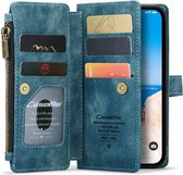 CaseMe C30 Hoesje Geschikt voor Apple iPhone 14 Plus | Wallet Zipper Book Case met Pasjeshouder | Beschermhoes met Portemonnee | Blauw