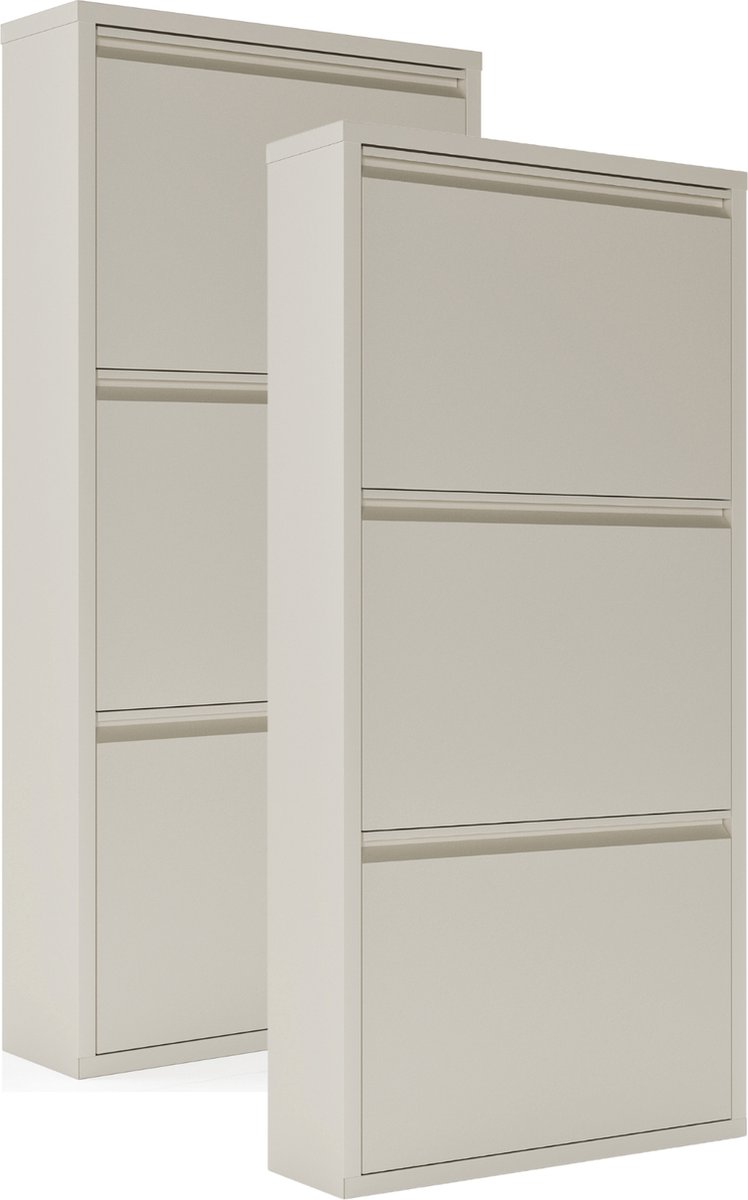 Schoenenkast Bodi 3-vaks Soft Beige (set van 2)