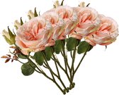 Top Art Kunstbloem roos Little Joy - 5x - roze - 38 cm - kunststof steel - decoratie bloemen