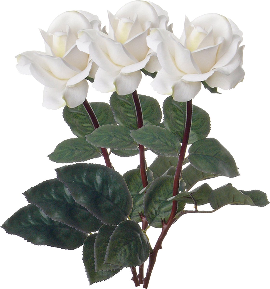 Top Art Kunstbloem roos Caroline - 3x - wit - 70 cm - zijde - kunststof steel - decoratie bloemen