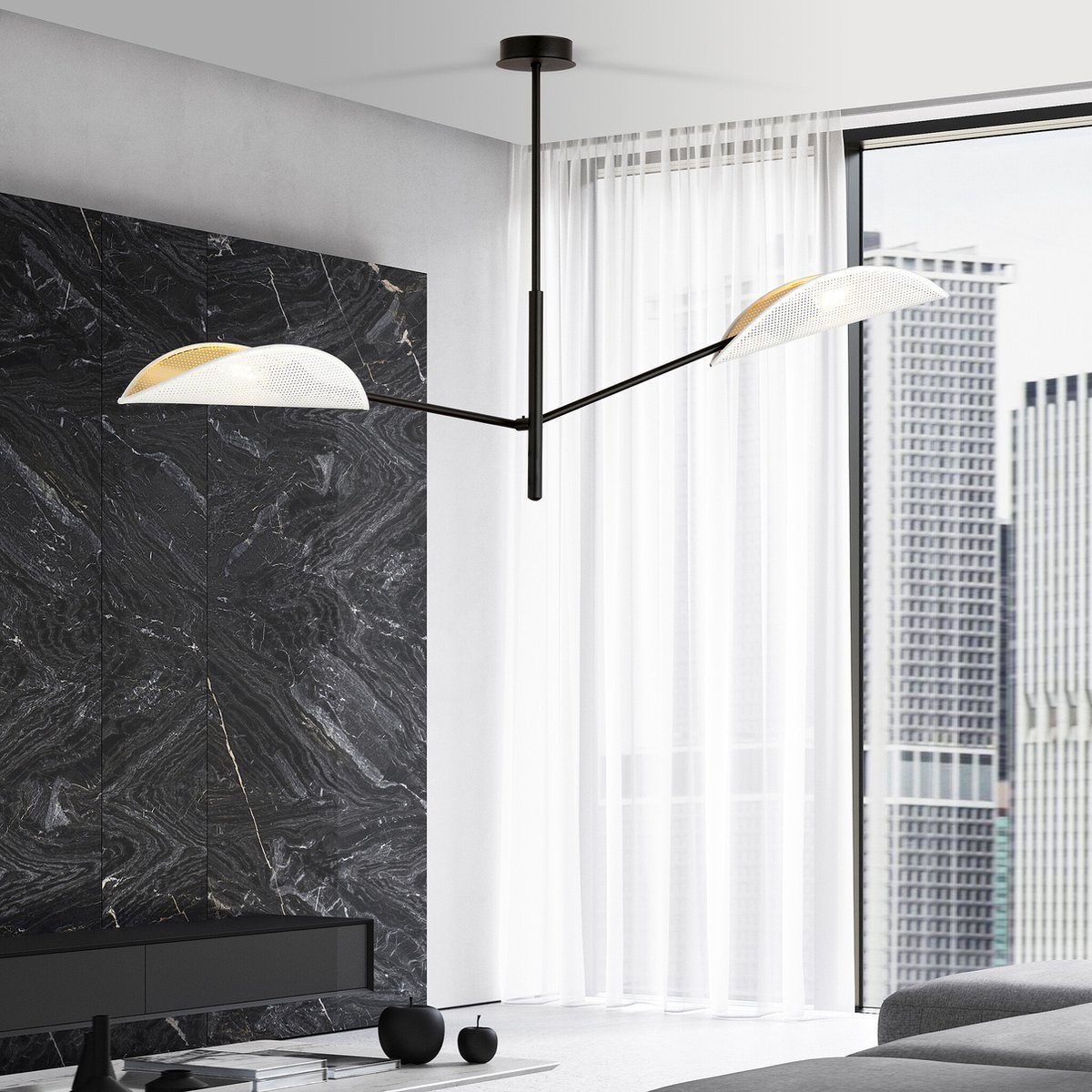 Emibig Svendborg design hanglamp met 2 witte metalen vleugels E14 - Creëer een sfeervolle ambiance in uw interieur
