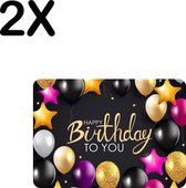 BWK Luxe Placemat - Verjaardag - Balonnen - Happy Birthday - Set van 2 Placemats - 35x25 cm - 2 mm dik Vinyl - Anti Slip - Afneembaar