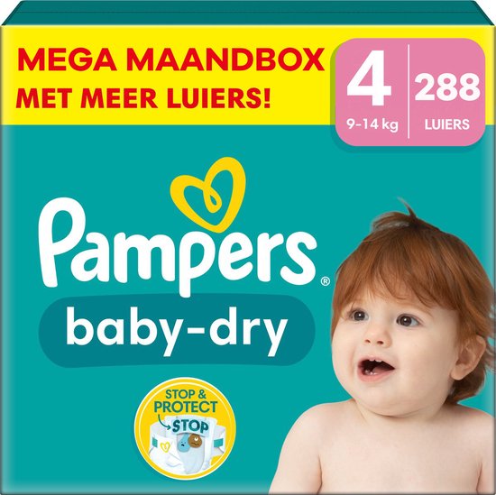 Foto: Pampers baby dry maat 4 mega maandbox 288 stuks 9 14 kg