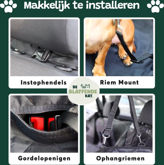 De Blaffende Kat Premium Hondendeken Auto Achterbank en Kofferbak - Luxe Autodeken Hond Zwart-Oranje - Beschermhoes auto - Hondenkleed - Inclusief 2 autoriemen, Opbergtas en e-book - De Blaffende Kat