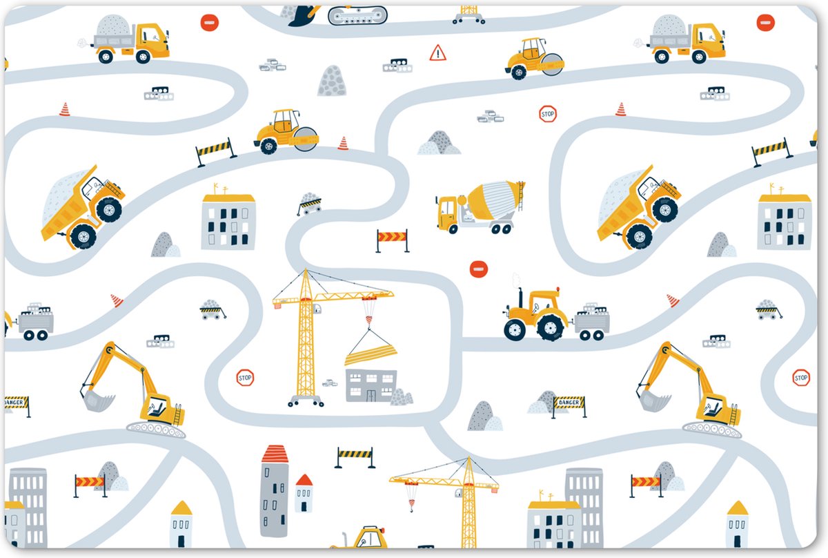 Placemat kinderen 60x40 cm Voertuigen Grote placemats kunststof