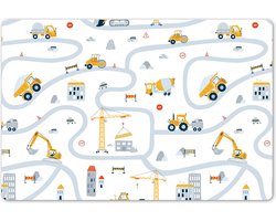 Placemat kinderen 60x40 cm - 1 stuk - Voertuigen - Auto - Grote placemats kunststof - Kinder werkmat bureau - Knutselmat kind - Tekenmat peuter - Knutsel kleurmat groot - Knutselspullen - Onderlegger speeltafel voor knutselen