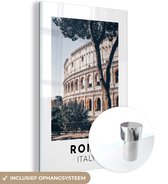 MuchoWow® Glasschilderij 60x90 cm - Schilderij acrylglas - Rome - Italië - Colosseum - Foto op glas - Schilderijen