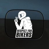 Bumpersticker - Respect For Bikers - 14x10 - Wit