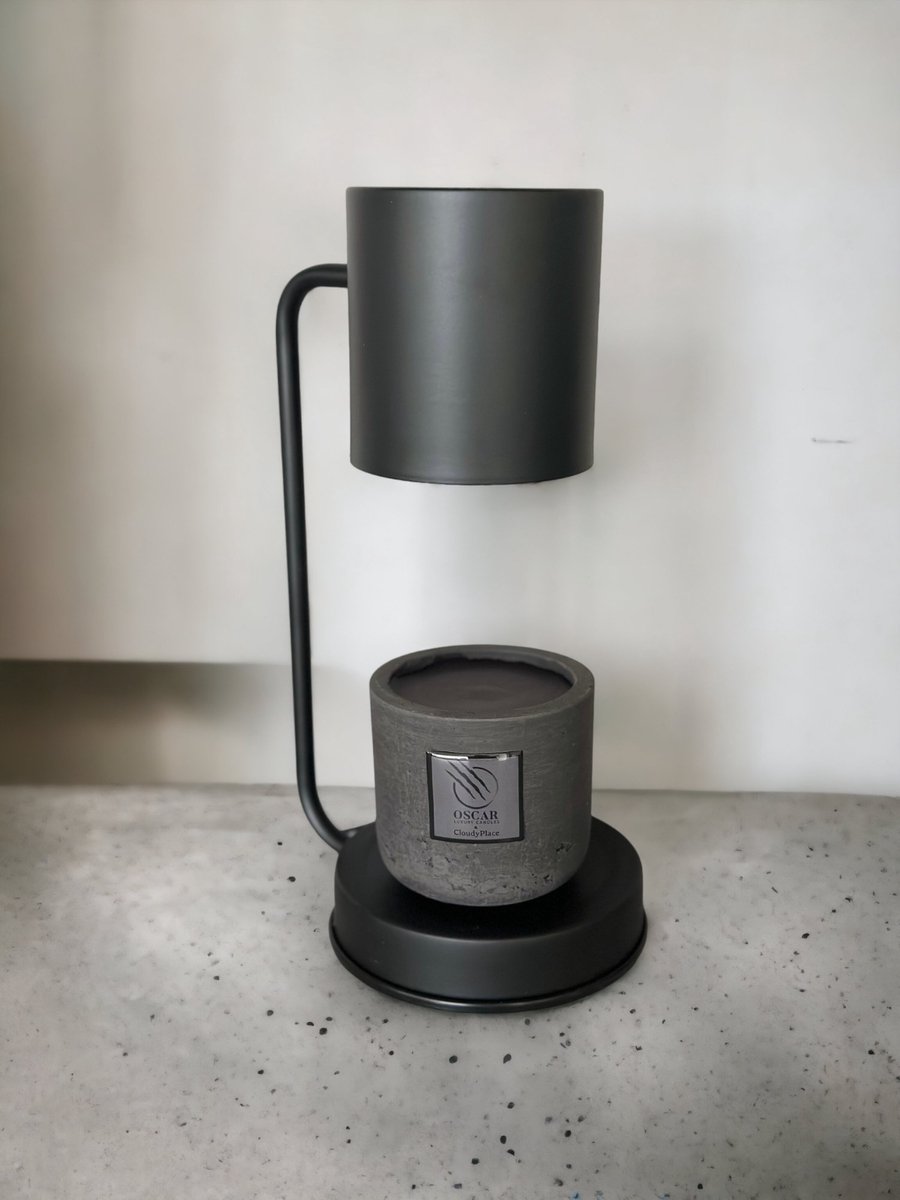 CloudyPlace - Candle Warmer Lamp - Kaars Warmer - Wax Warmer - Kaars Lamp - Geschenkset - Oscar Luxury geurkaars (Serendipity) - Zwart - Met Dimmer en Timer Functie - Licht - Warmte - Sfeer