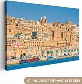 Canvas Schilderij Stad van Valletta Malta - 60x40 cm - Wanddecoratie
