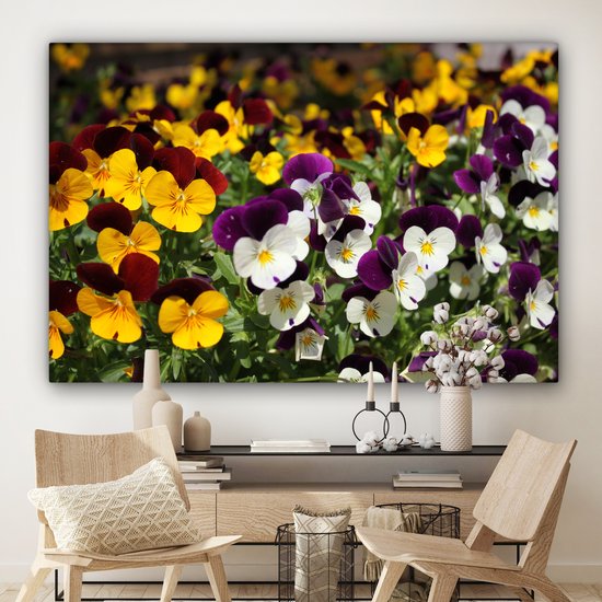 Toile Peinture Violettes Colorées - 180x120 cm - Décoration murale XXL