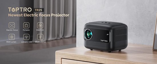 TOPTRO-Projecteur natif avec Wi-Fi, budgétaire de cinéma maison