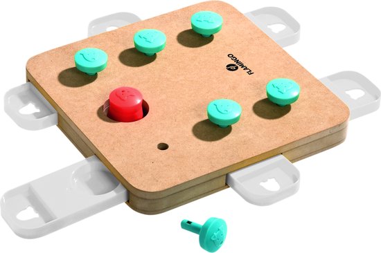 Foto: Flamingo hondenspeelgoed brain train cube houten denkspel voor honden mentaal uitdagend speelgoed hersenwerk met antislip 32x32x5 cm